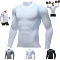 thumbnail image 1 of Compression Shirt Men Feel the Power of Confidence Energy Strength Slimming Body Shaper Shirt Crewneck Workout Shirts Tummy Control Undershirts,White XL, 1 of 7