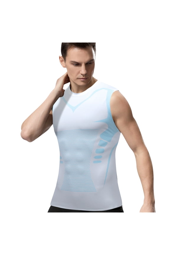 Compression Shirt Men,Mens Body Shaper Slimming Shirt,Shaping Sleeveless Vest, Men's Workout Sleeveless Mesh Muscle Gym Shirt Quick Dry for Men to Build A Perfect Body