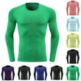 thumbnail image 1 of Compression Shirt Men Plus Size Long Sleeve Crew Neck Solid Color Big&Tall Casual Loose Leisure Outdoor Sports Blouses Shirts with PocketS-3XL, 1 of 4
