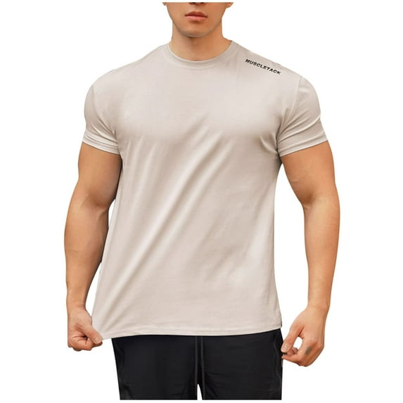Compression Shirt Men Qiggri Men's Casual Summer Short Sleeved Solid Color Round Neck Fitness Blouses Shirts Men Shirts Casual