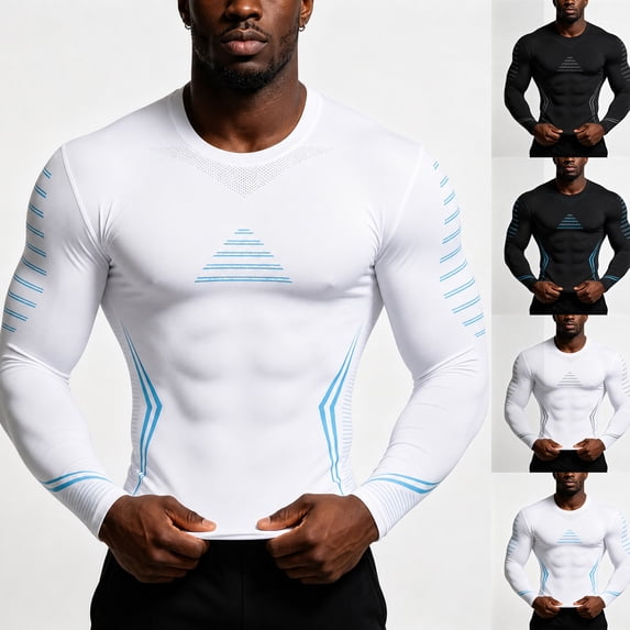 Compression Shirt Men Slimming Body Shaper Long Sleeve Crewneck Workout Shirts Tummy Control Undershirts