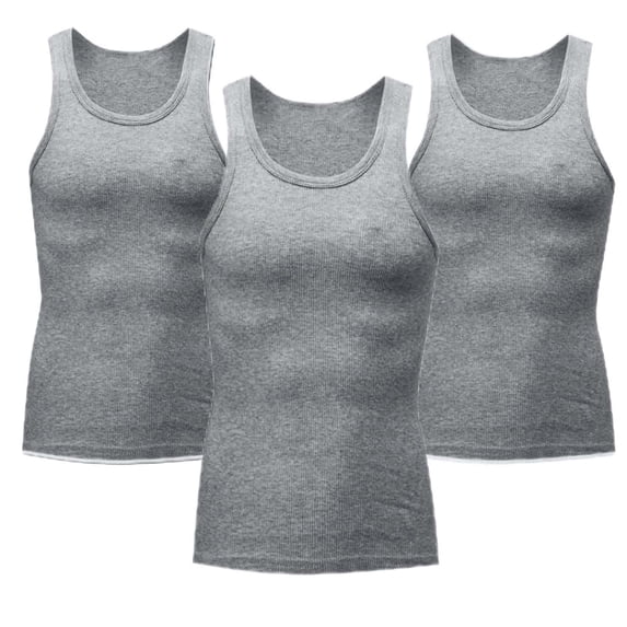 Compression Shirt Men Slimming Body Shaper Tummy Control Vest Workout Tank Top Shapewear 3 Pack Size 3XL Gray