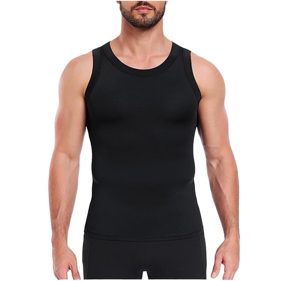 Compression Shirt Men Slimming Undershirt Body Shaper Vest,Compression Tank Top, Shapewear Tank Tummy Control Bodybuilding Black