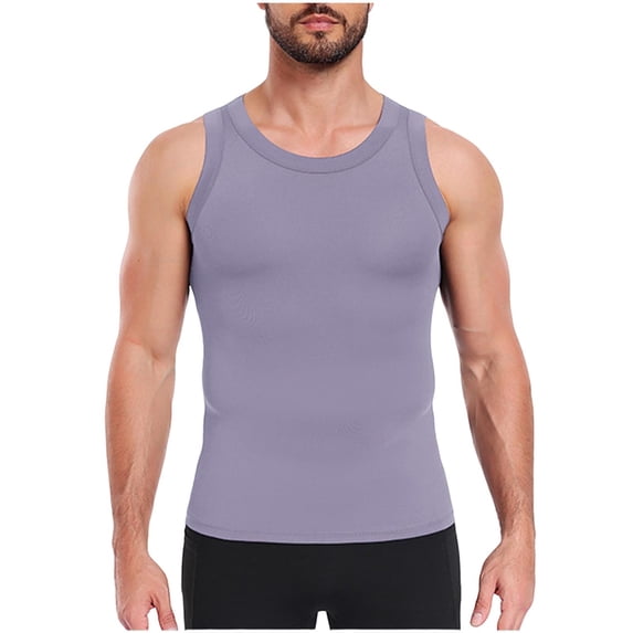 Compression Shirt Men Slimming Undershirt Body Shaper Vest,Compression Tank Top, Shapewear Tank Tummy Control Bodybuilding Purple