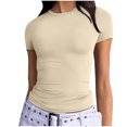 thumbnail image 1 of Womens Summer Tops Sevevn Women's Short Sleeve Solid Color Crewneck Casual Top Pullover T-Shirt Womens Shirts, 1 of 7