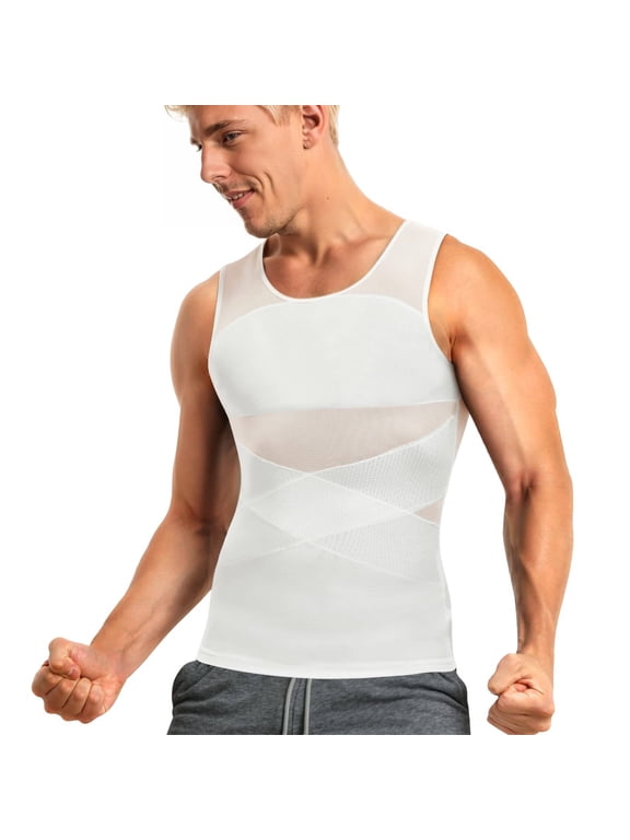 Compression Shirt for Men Mesh Vest Sleeveless Tank Tops Men Shirt Mens Shapewear Tight Tummy Control Vest Slimming Vest