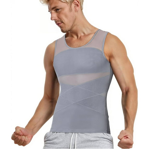 Compression Shirt for Men Mesh Vest Sleeveless Tank Tops Men Shirt Mens Shapewear Tight Tummy Control Vest Slimming Vest