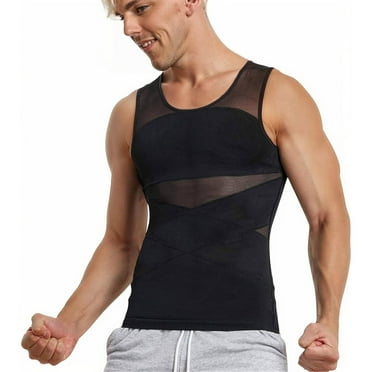 Compression Shirt for Men Mesh Vest Sleeveless Tank Tops Men Shirt Mens Shapewear Tight Tummy Control Vest Slimming Vest - XIANEWS