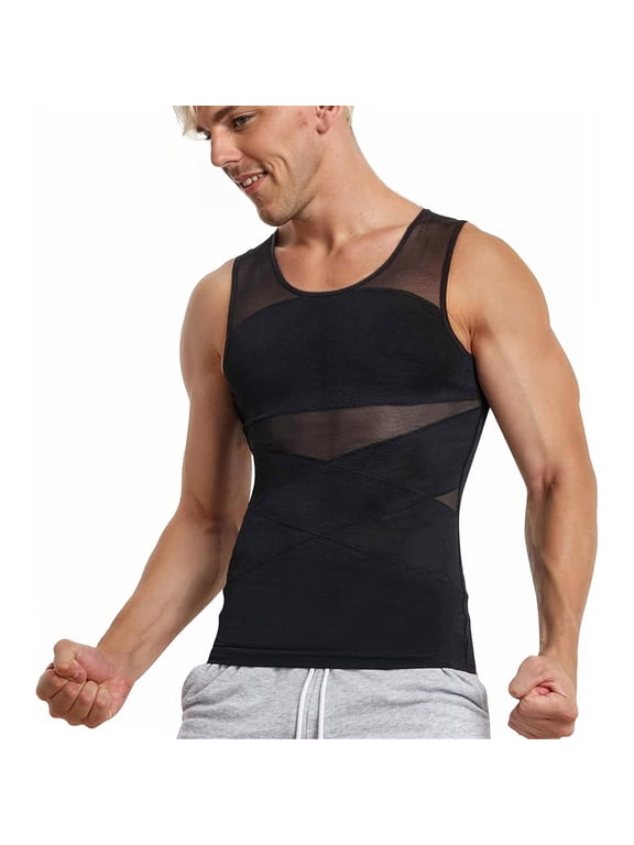 Compression Shirt for Men Mesh Vest Sleeveless Tank Tops Men Shirt Mens Shapewear Tight Tummy Control Vest Slimming Vest