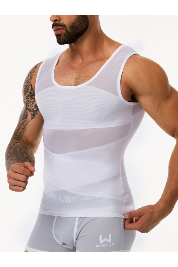Compression Shirt for Men Slimming Undershirt Body Shaper Tank top for gynomastica Sleeveless Tummy Control Shapewear Vest Men
