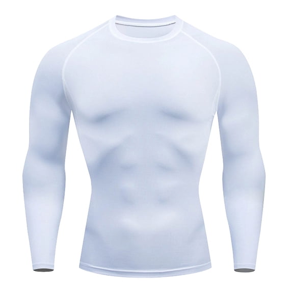 Compression Shirts Men Long Short Sleeve Cooling Quick Dry Rash Guard Athletic Workout T Shirt for Sports Big and Tall Size 4XL White