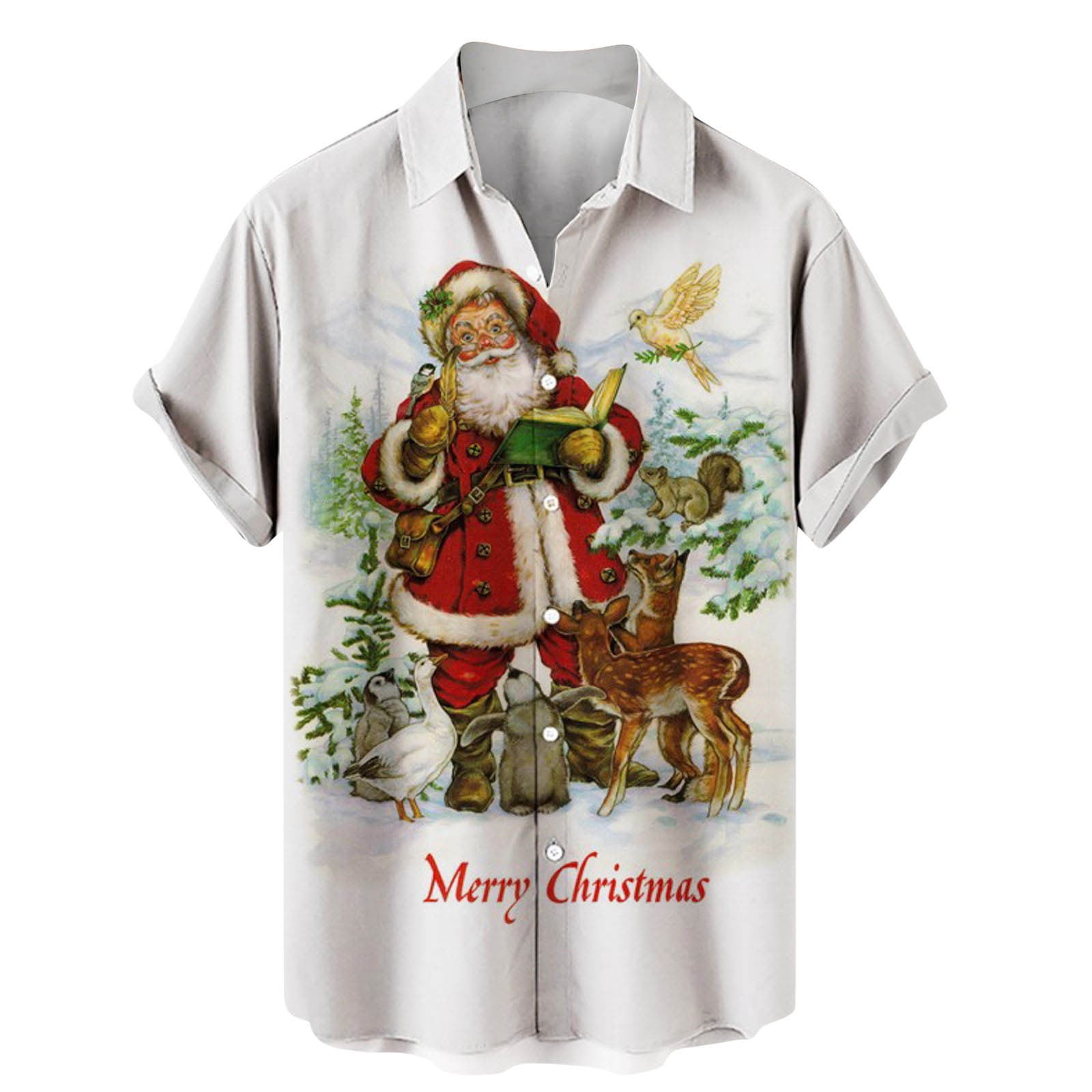 Compression Shirts Men,Mens Christmas Fashion Trend Printed Short