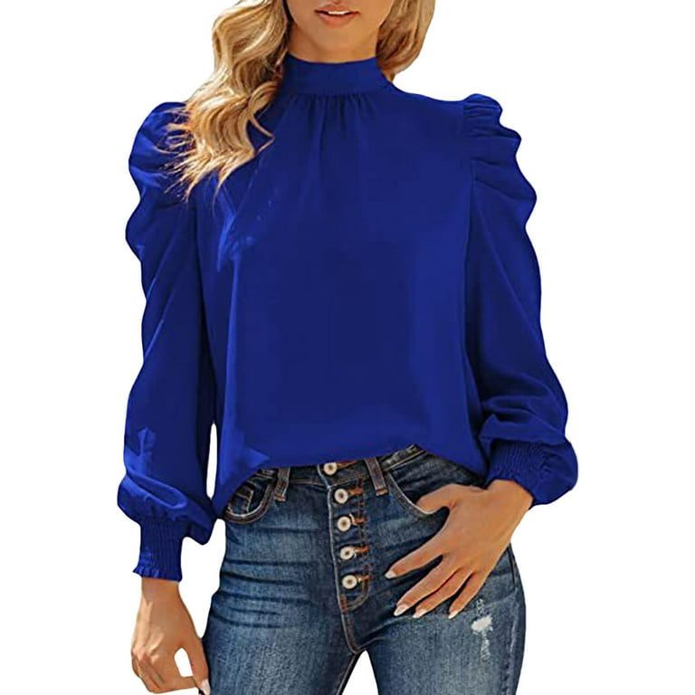 Compression Shirts for Women plus Size Women Puff Sleeves Shirt Turtleneck  Shirt Long Sleeve Blouses Fall Shirt Tops underneath Shirts for Women  Design Women Shirts Womens Construction Shirts 