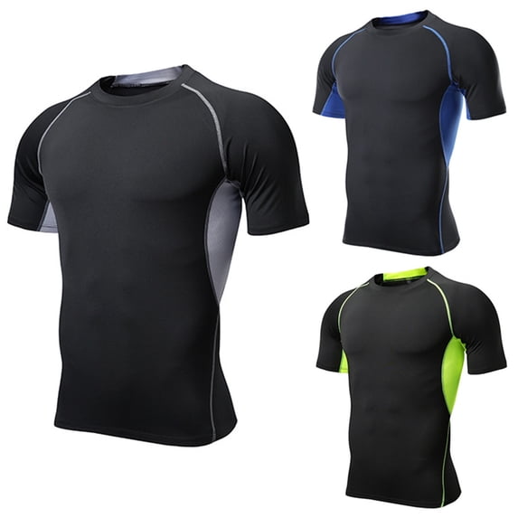 Compression Shirts for Men Athletic Quick Dry Base Layer Running Cycling T Shirt Short Sleeve Undershirt Gym Workout Tops Grey S