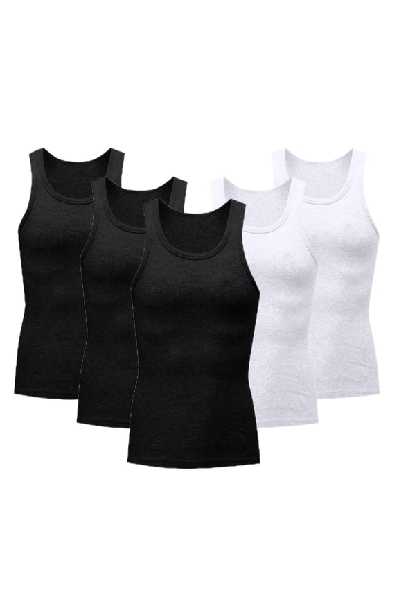 Compression Shirts for Men Body Shaper Slimming Tank Top Undershirts Gym Gear Shapewear 5 Pack Size 3XL Black