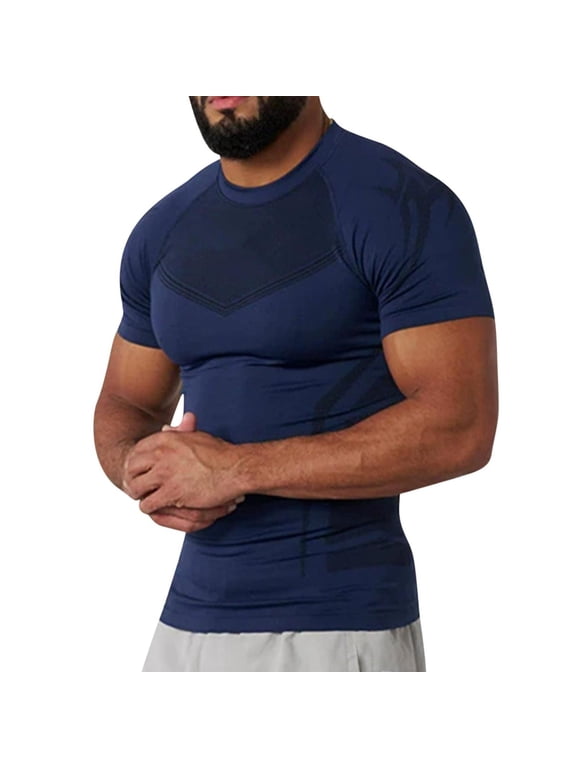Compression Shirts for Men Stretch Short Sleeve Slimming Body Shaper Shapewear Bodybuilding Workout T Shirts Undershirts