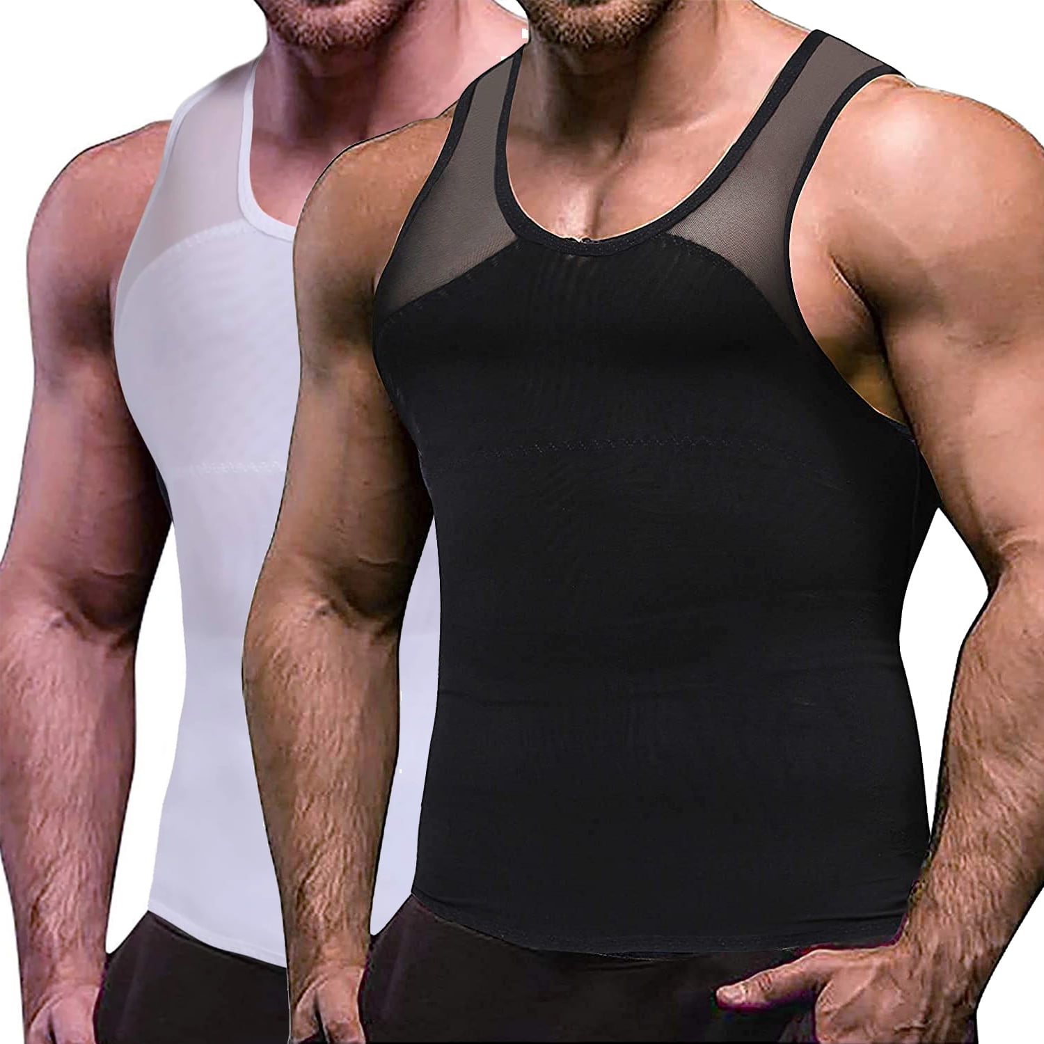 Compression Shirts for Men to Hide Moobs Slimming Body