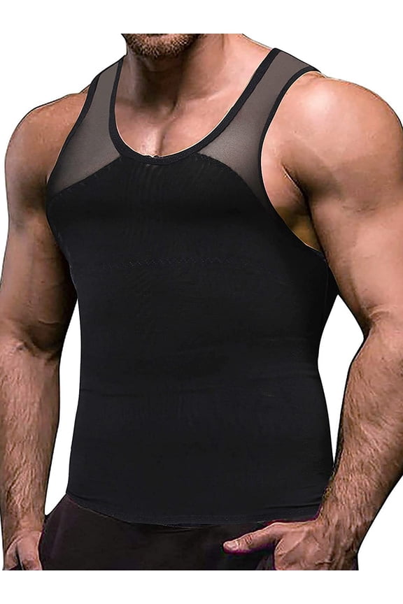 Compression Shirts for Men to Hide Gynecomastia Moobs Slimming Body Shaper Vest Abs Tank Top Undershirt