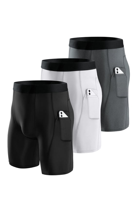 Compression Shorts Men 3 Pack, Compression Underwear for Men Athletic Shorts, Running Workout Fitness Shorts