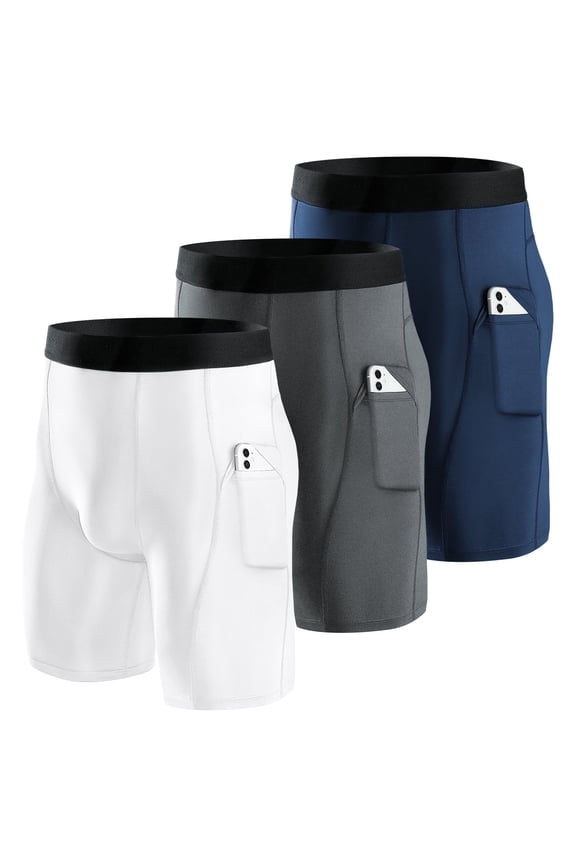 Compression Shorts Men 3 Pack, Compression Underwear for Men Athletic Shorts, Running Workout Fitness Shorts