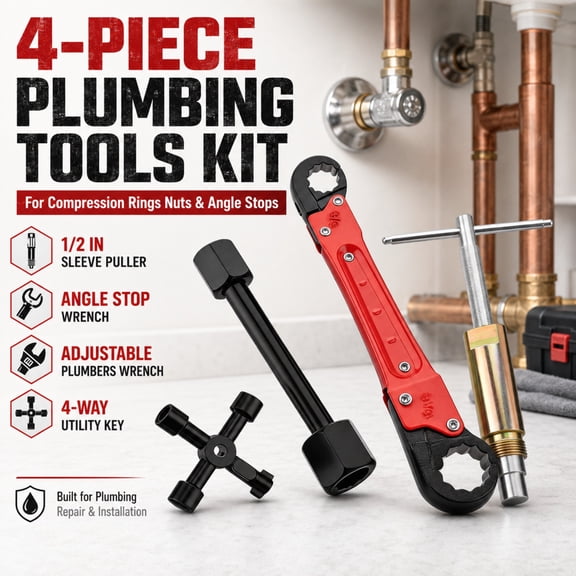 Compression Sleeve Puller Angle Stop Wrench Compression Ring Removal Tool Compression Valve Removal Tool Ferrule Puller Plumbers Wrench 1 2 Inch