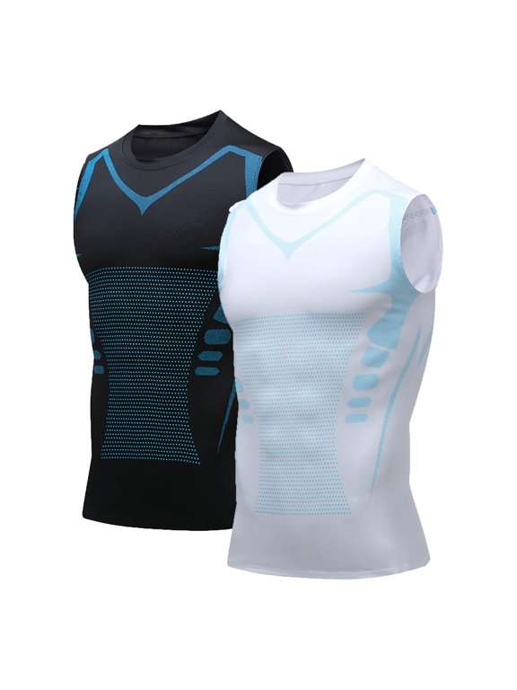 Compression Sleeveless Shaping Shirt Tank Men, Mens Sleeveless Compression Shirt Slimming Body Shaper Crewneck Workout Tank Tops Tummy Control Undershirts Sport Gym Vest