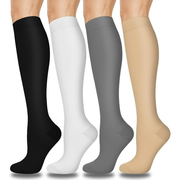 Compression Socks 4 Pairs for Women & Men 20-30 mmHg Circulation Support Recovery Socks for Medical, Running, Cycling, Athletic