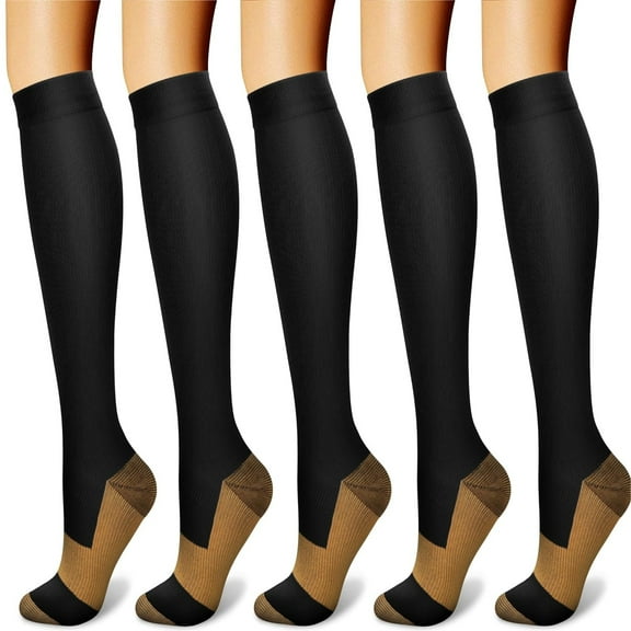 Compression Socks 5 Pairs – Circulation Support Stockings for Men & Women, Ideal for Running, Athletic Training, Nurses, Travel & Recovery