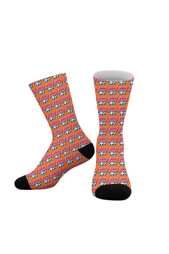 Compression Socks 67 Socks 6 7 Meme Novelty Six Seven Crew Socks Fun Fashion Socks For Boys Girls Men Women Yellow