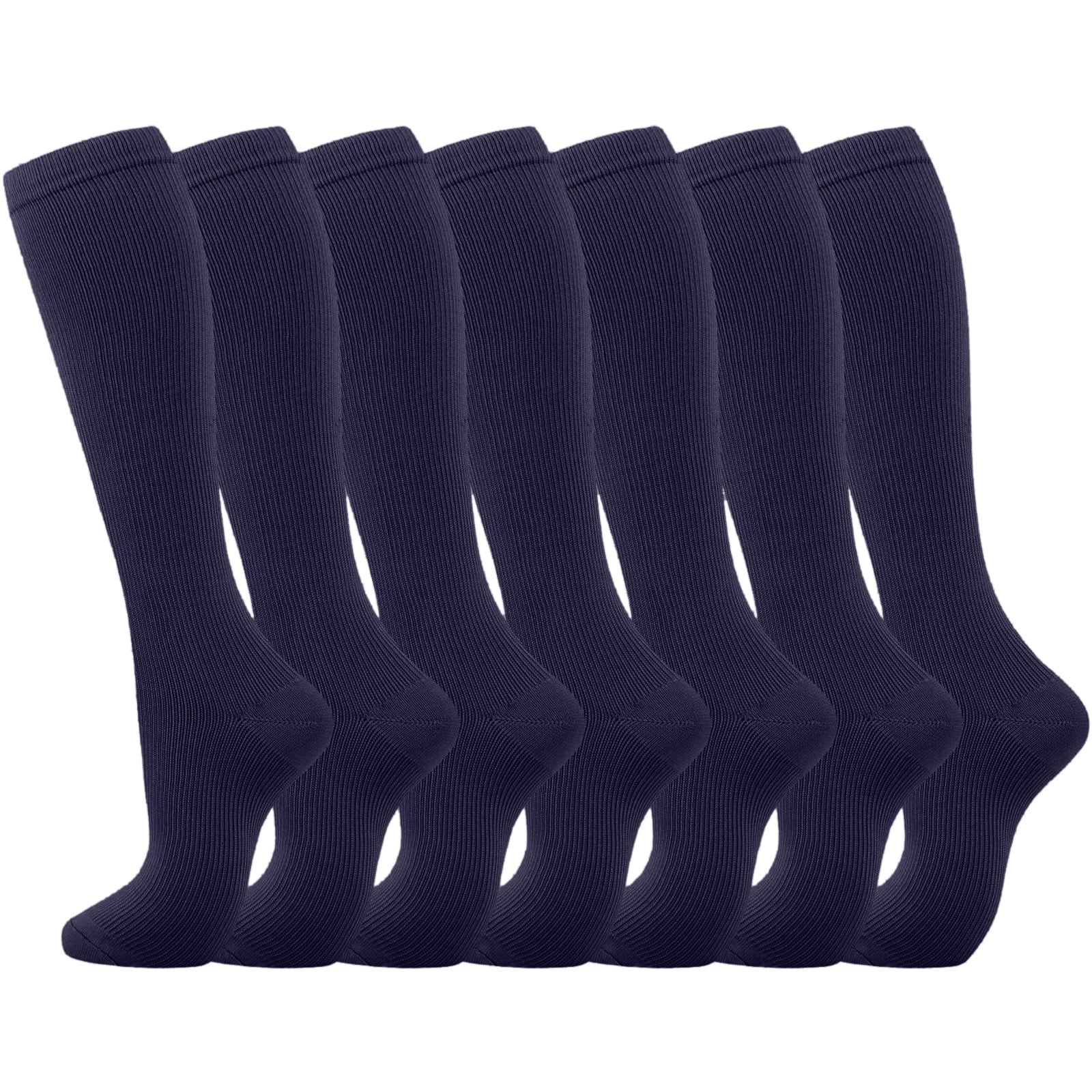 Compression Socks 7 Pairs for Women Men Circulation Knee High Sock Is Support for Running Cycling Blue S