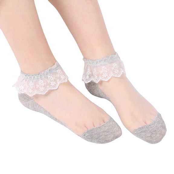 10 Pairs Compression Socks For Women 1 Pairs Ballerina Solid Lace Short Stockings Splice Boat Unisex Socks,Grey,One Size