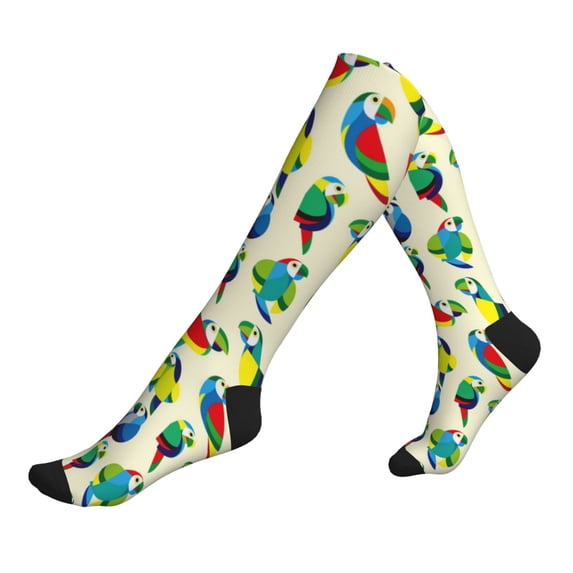 Compression Socks For Women And Men - Abstract Hand Drawn Cute Parrot Compression Socks Circulation For Workout