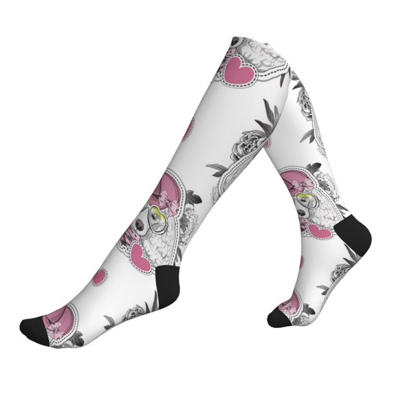 Compression Socks For Women And Men - Artistic Cute Poodle Dog Pink_A Compression Socks Circulation For Workout