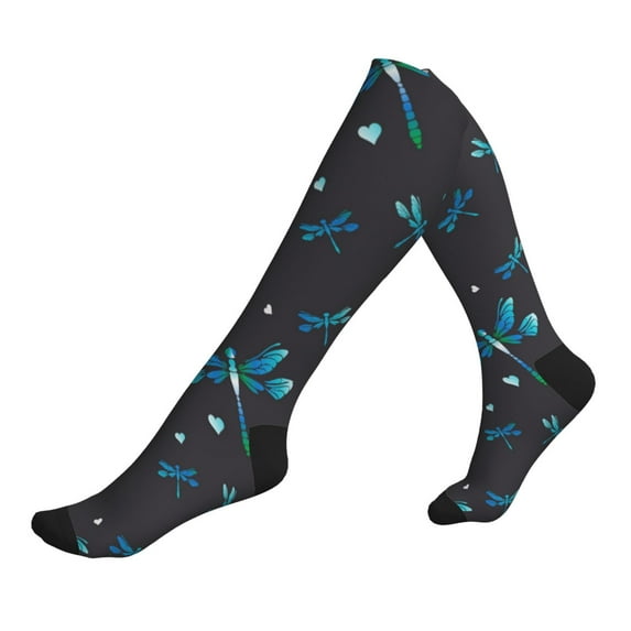 Compression Socks For Women And Men - Blue Heart Dragonfly Compression Socks Circulation For Workout