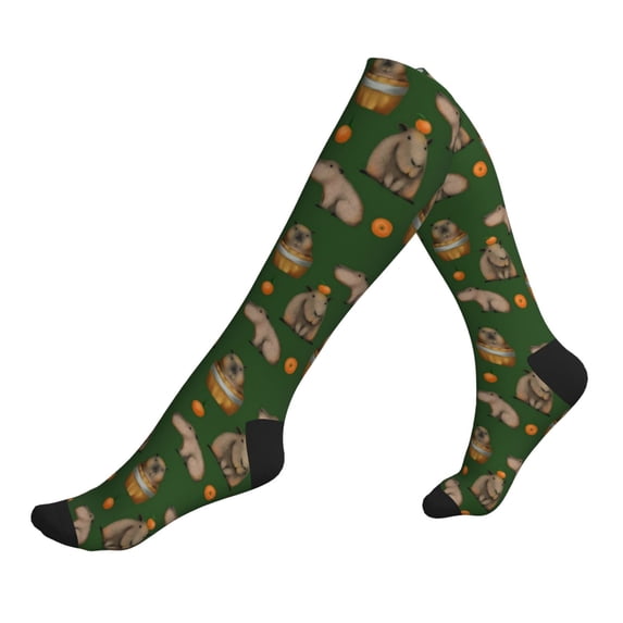 Compression Socks For Women And Men - Capybara Orange Compression Socks Circulation For Workout