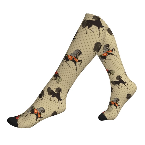 Compression Socks For Women And Men - Cartoon Cool Horse Black Compression Socks Circulation For Workout