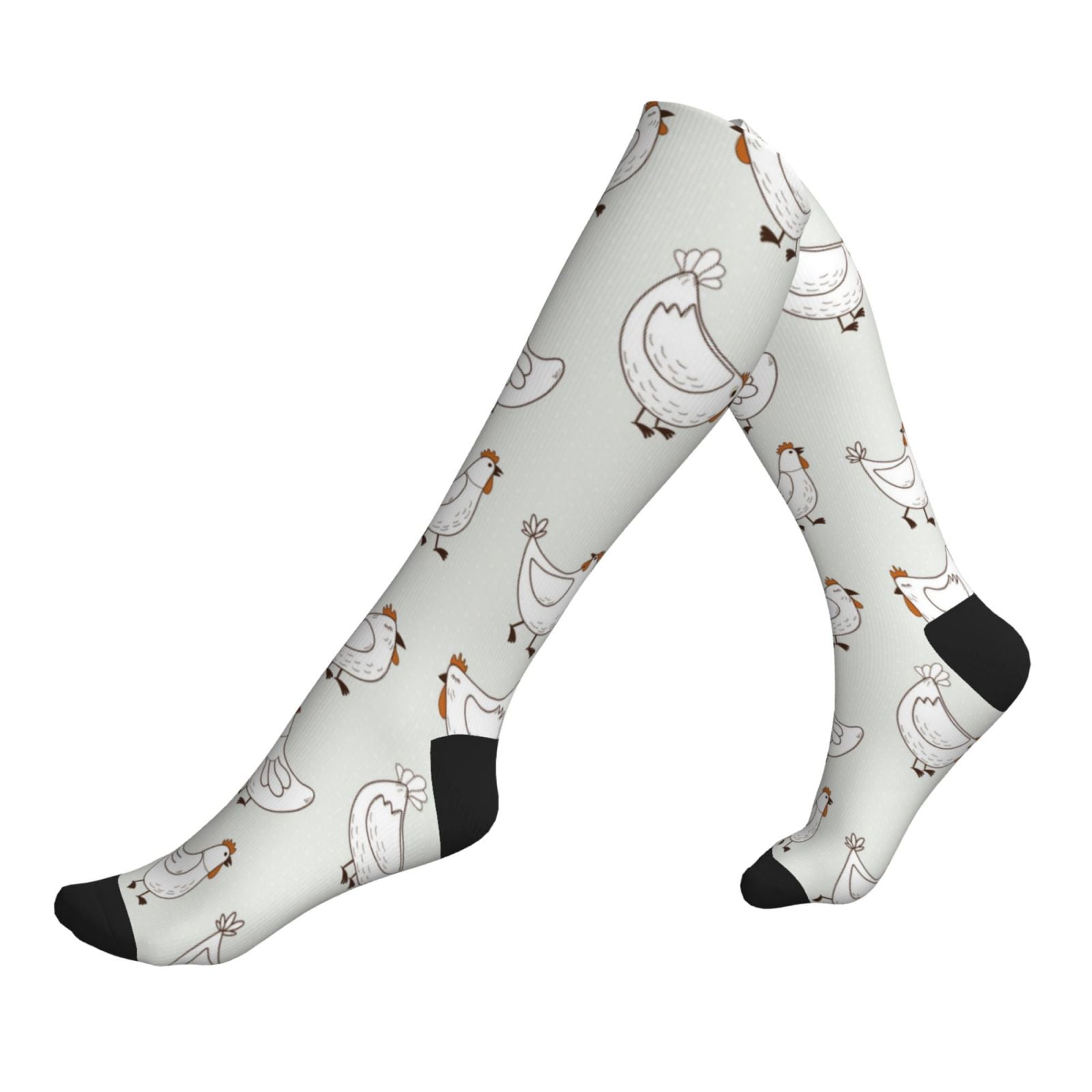 Compression Socks For Women And Men Cartoon Cute Chicken Green