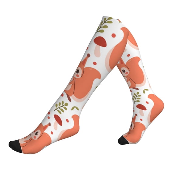 Compression Socks For Women And Men - Cartoon Cute Squirrel Pine Cone_B Compression Socks Circulation For Workout