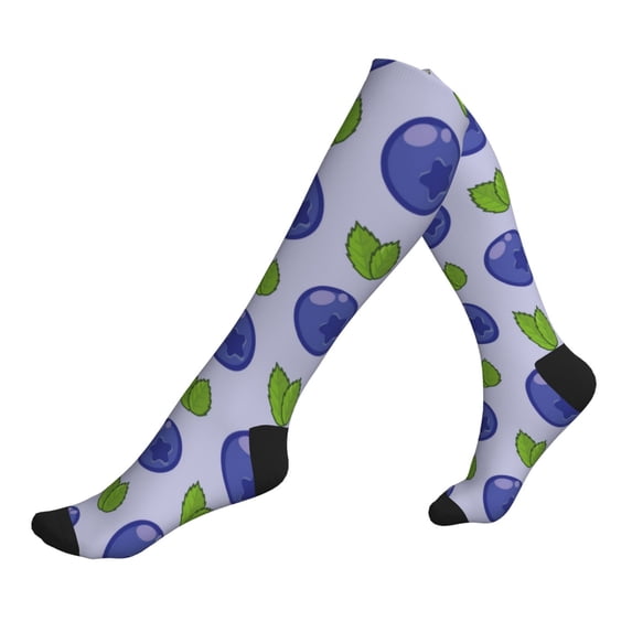 Compression Socks For Women And Men - Cute Blueberry Green Leaves Compression Socks Circulation For Workout