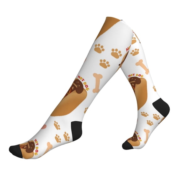 Compression Socks For Women And Men - Funny Dachshund Hot Dog Print Compression Socks Circulation For Workout