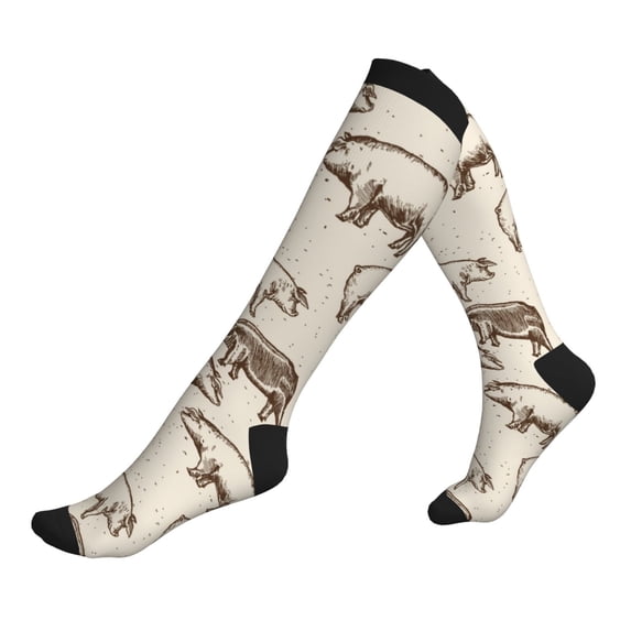 Compression Socks For Women And Men - Hand Drawn Cartoon Pig Compression Socks Circulation For Workout