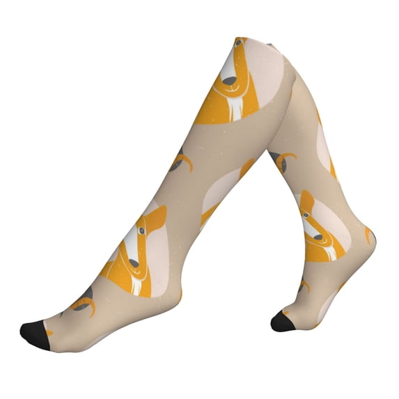 Compression Socks For Women And Men - Hand Drawn Yellow Cute Goat Compression Socks Circulation For Workout