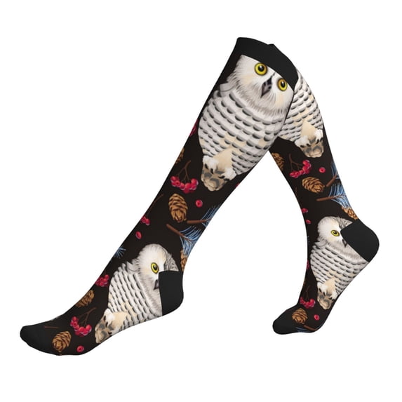 Compression Socks For Women And Men - Pinecone Owl White Compression Socks Circulation For Workout