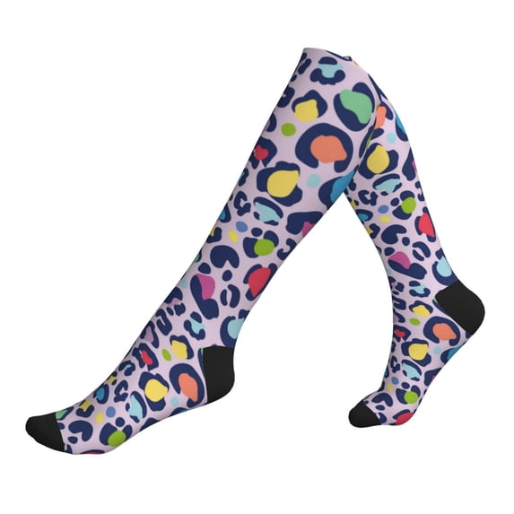 Compression Socks For Women And Men - Rainbow Leopard Spot Print Compression Socks Circulation For Workout