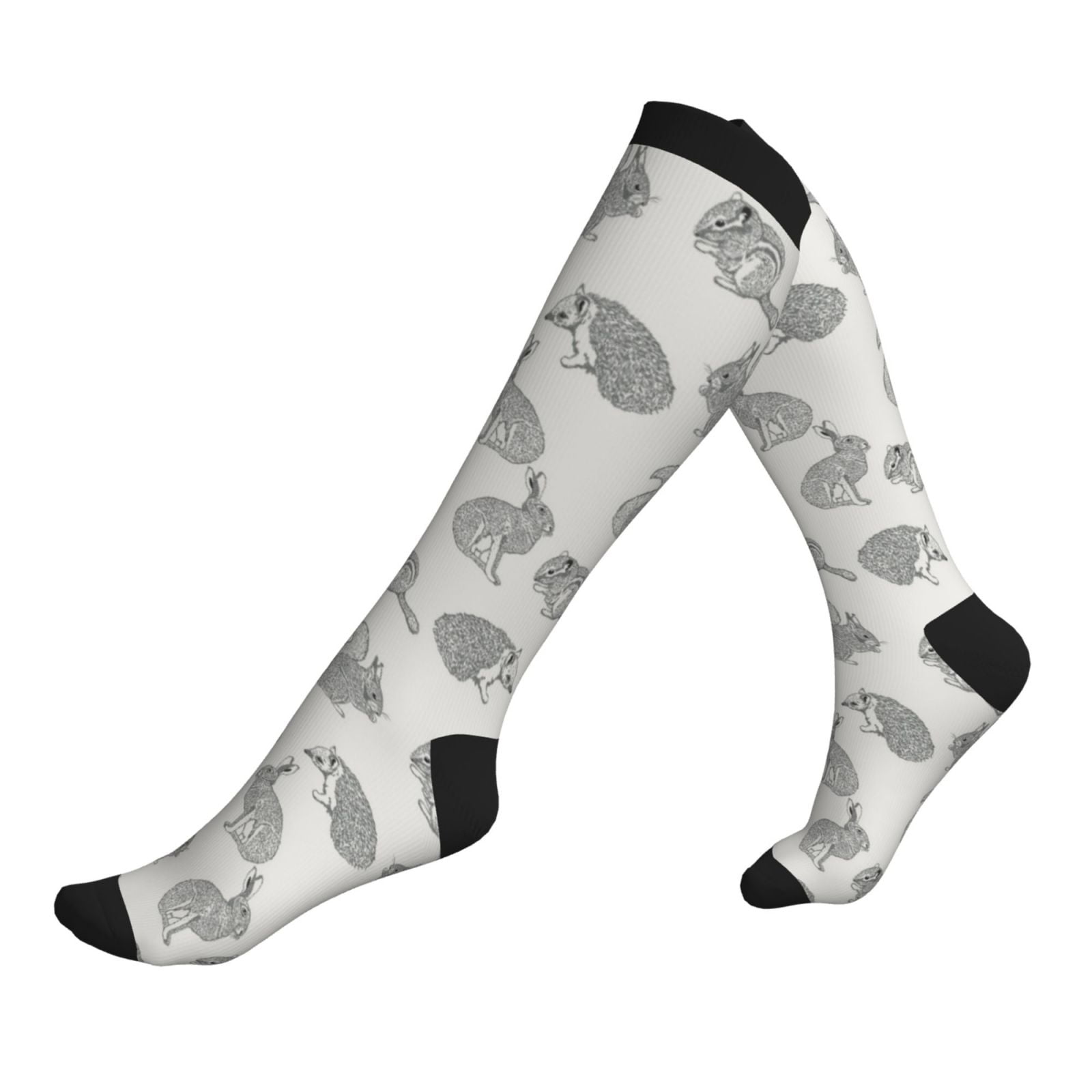 Compression Socks For Women And Men - Sketch Squirrel Hedgehog Rabbit ...