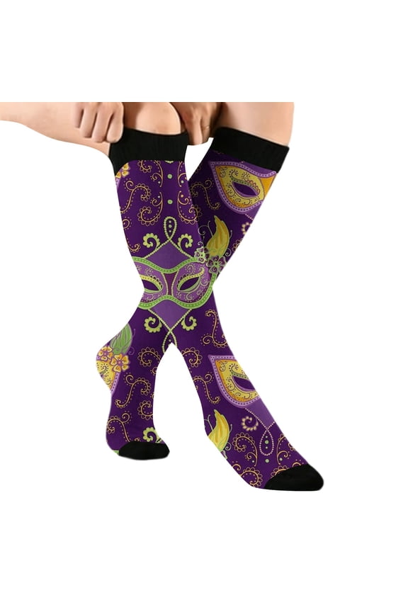 Compression Socks For Women Cute Animal Patterned Knitted Mid-Calf Socks Cozy Breathable One Size Size Stockings For Women