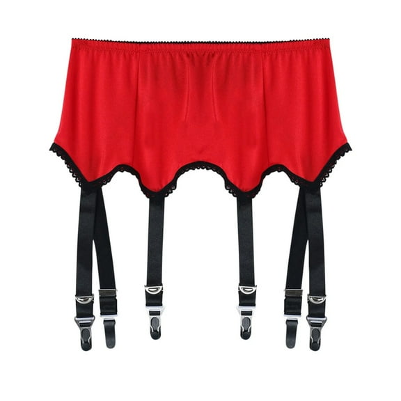 Compression Stockings For Women Red Socks Lace Garter With 6 Straps Metal Clip Suspender For Thigh High Fashion