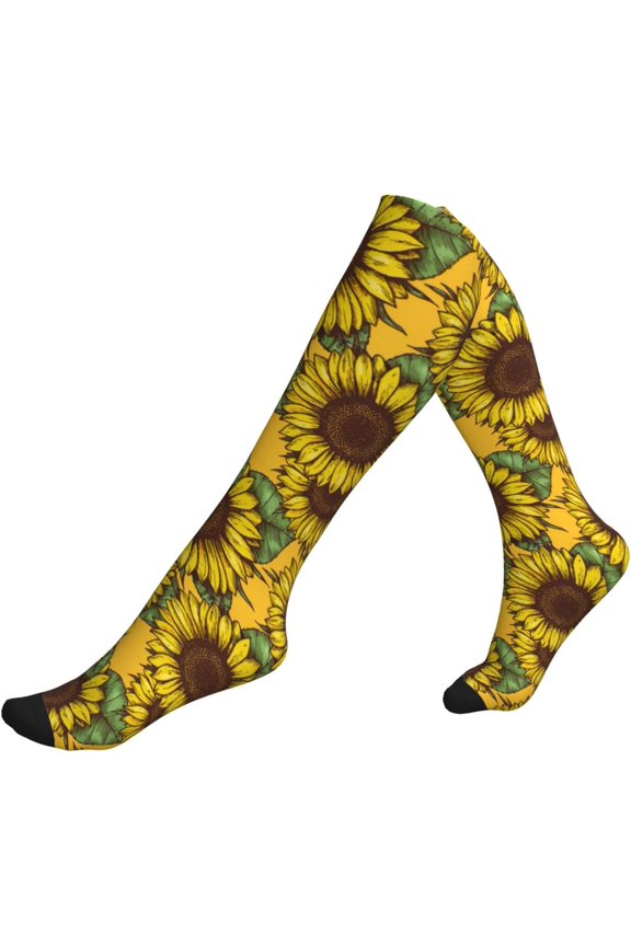 Compression Socks For Women Men Yellow Sunflower Socks For Running Athletic Sports Nurse Travel