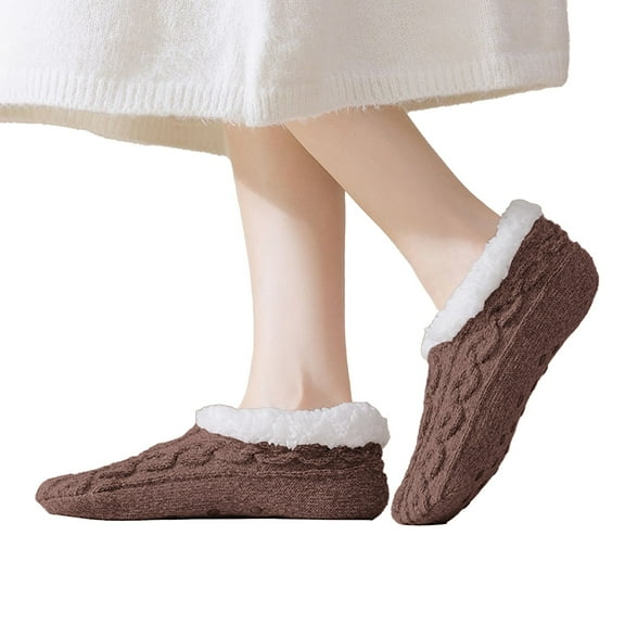 Compression Socks For Women Mvrlsh Autumn Winter Lamb Fleece Floor Socks Plush Lined Thickened Warm Anti Slip Home Sleep Polyester Brown One Size