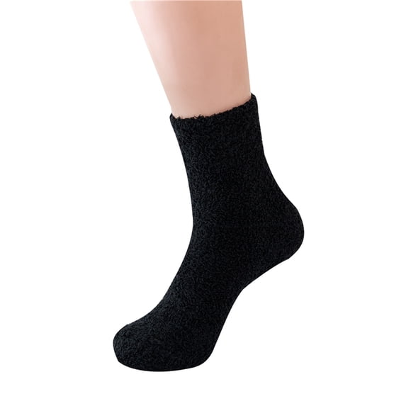 Compression Socks For Women, Winter Solid Color Knitting Plush Warm Socks, Medium Tube Stockings One Size, Size One Size Socks For Women And Men